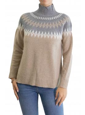 Maglione collo alto fantasia 